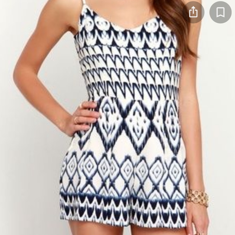 Lumiere Ikat Indigo and White Romper